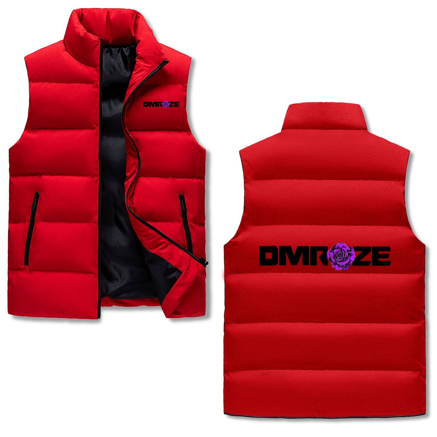 Mens Warm Stand Collar Zip Up Puffer Vest