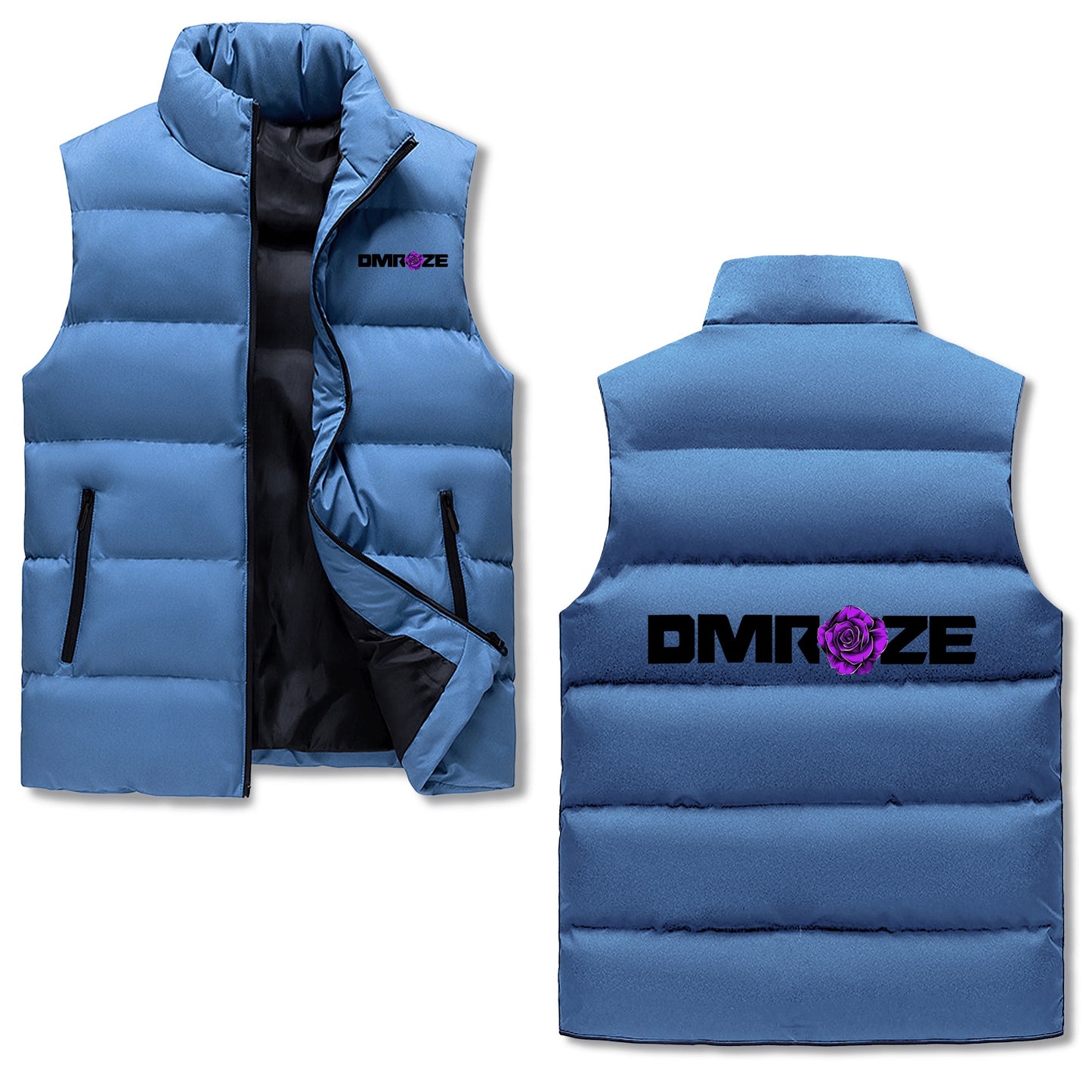 Mens Warm Stand Collar Zip Up Puffer Vest