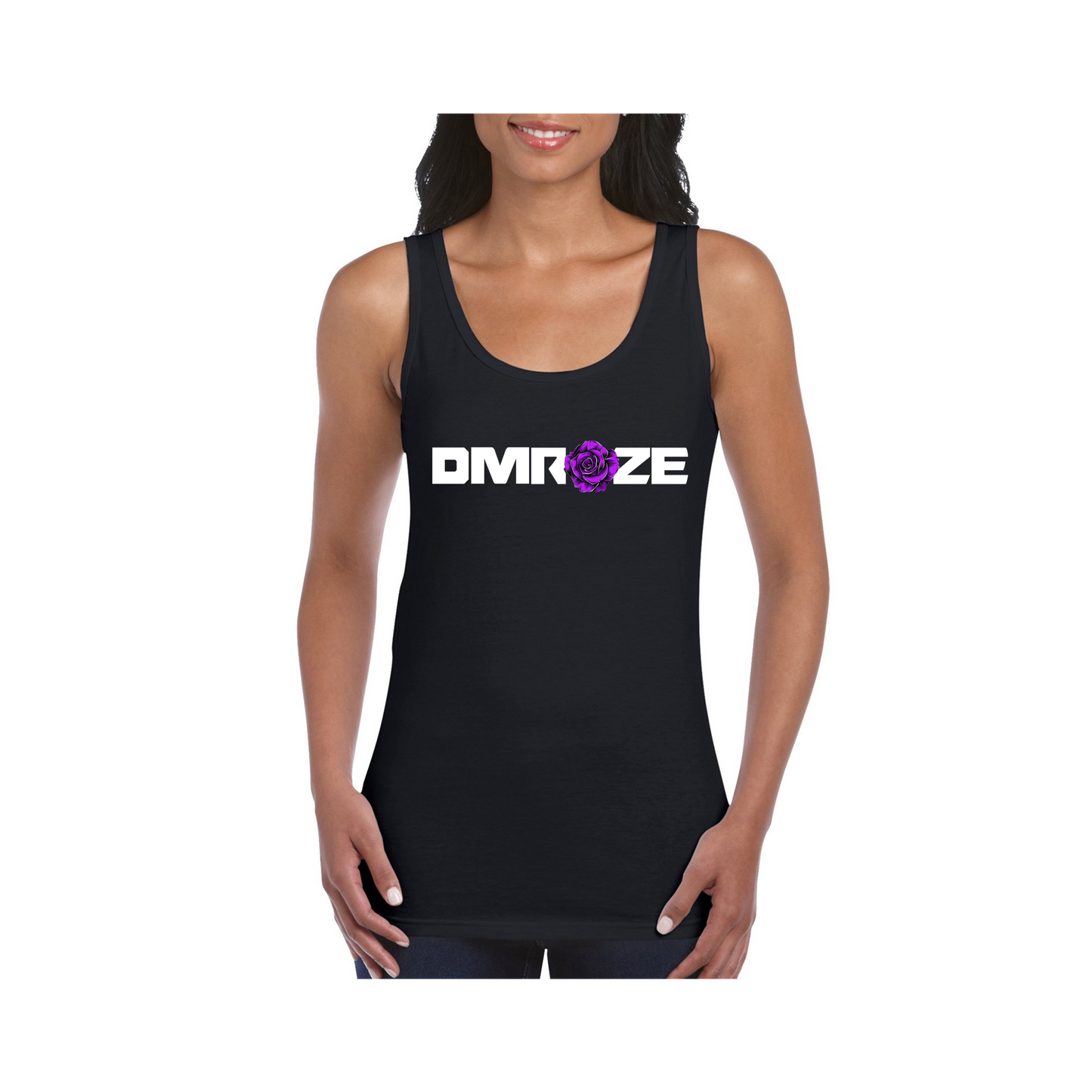 Ladies Fitted Singlet (White Print)