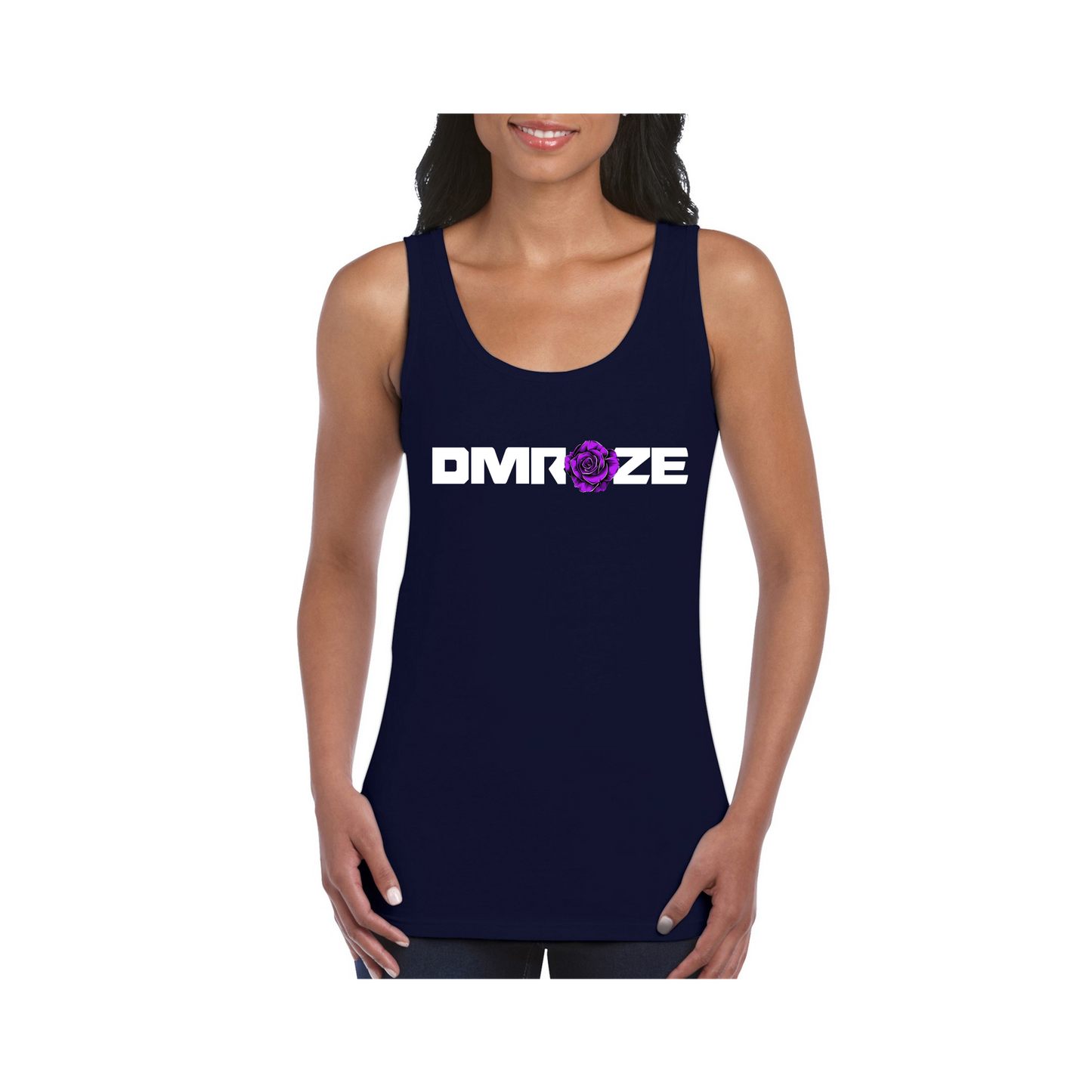 Ladies Fitted Singlet (White Print)